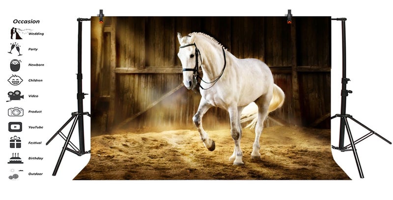 LFEEY 10x8ft Western Photography Backdrops Countryside West Cowboy Horse in The Stable Photo Background Photo Studio Props - Image 3